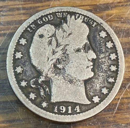 1914-D Barber Quarter Nice Original VG CHRC