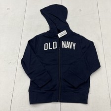 Old Navy Blue Logo Zip-Up Hoodie Unisex Kids Size Small NEW