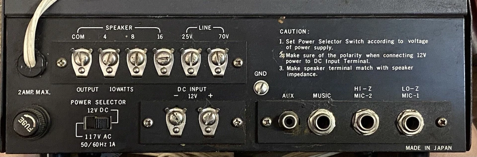 Amplificador de megafonía de estado sólido Philmore PA-230 Shure SPHER-O-DYNE MOD533sa Foto 3 de 4