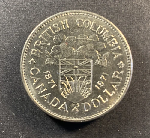 Canada 1871-1971 Canadian British Columbia BC Commemorative 1 Dollar Coin.