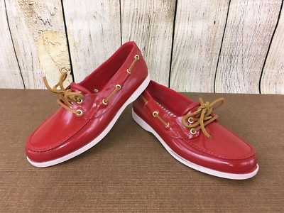 BASS Red Vinyl Rubber Boat Shoes Women's M X13(13)