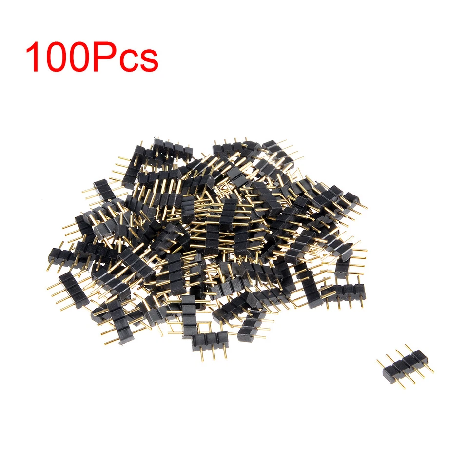 Adaptador de cabezal de enchufe macho a macho de 4 pines 100 piezas apto para tira de chip LED RGB/3528/5050 Foto 3 de 3