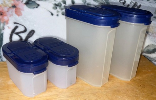 Lot 4 Modular Mates Spice Containers 1846 With 1843 Blue Lids Storage Clean