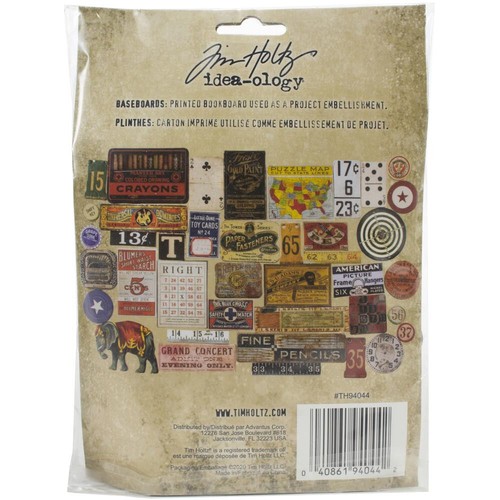 IdeaOlogy Baseboards Junk Drawer 40 pc. Tim Holtz TH94044 Chipboard Pieces - Picture 2 of 2