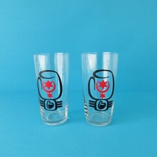 Bierglas 2 Stk. mit Aufdruck Boxhandschuh Halle DDR  TOP Glas Halle/S. Boxen