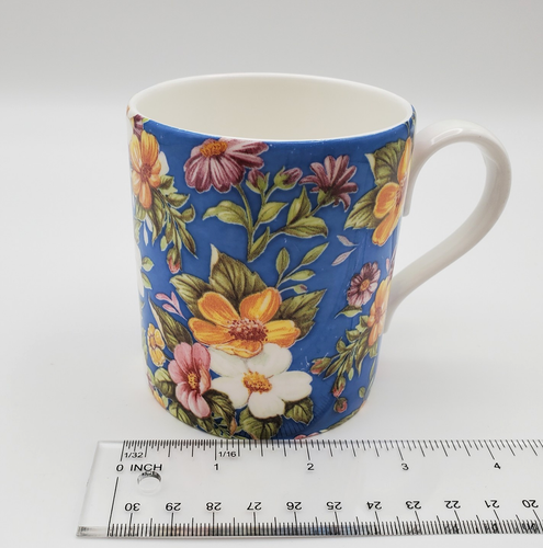Bethany Fine Bone Coffee Mug Tea Cup Staffordshire England Flowers Blue 8oz VTG - Picture 9 of 10
