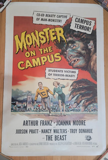 Monster on the Campus 1957 linen backed 1 sheet horror sci fi movie poster