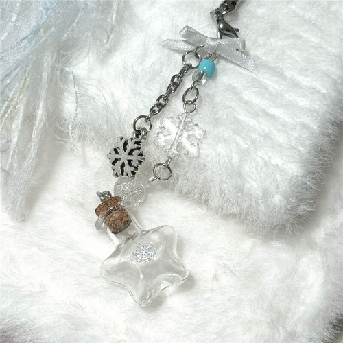 Snowflake Bottle Charm Pendant Chain Hanging Decoration for Keys Bag Purse - 第 6/8 張圖片