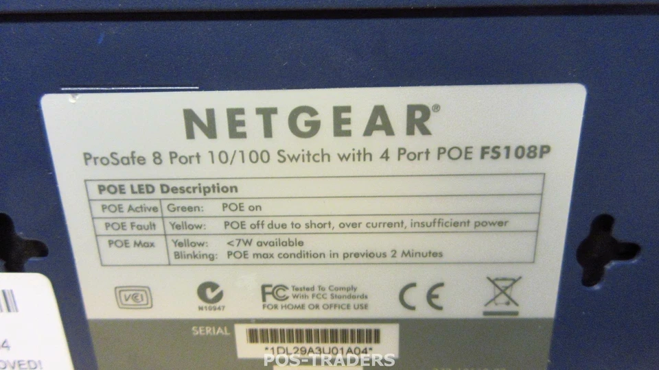 Netgear ProSafe FS108P 8 Port with POE 10/100 Fast Ethernet Switch - EXCL PSU - Image 3 of 3