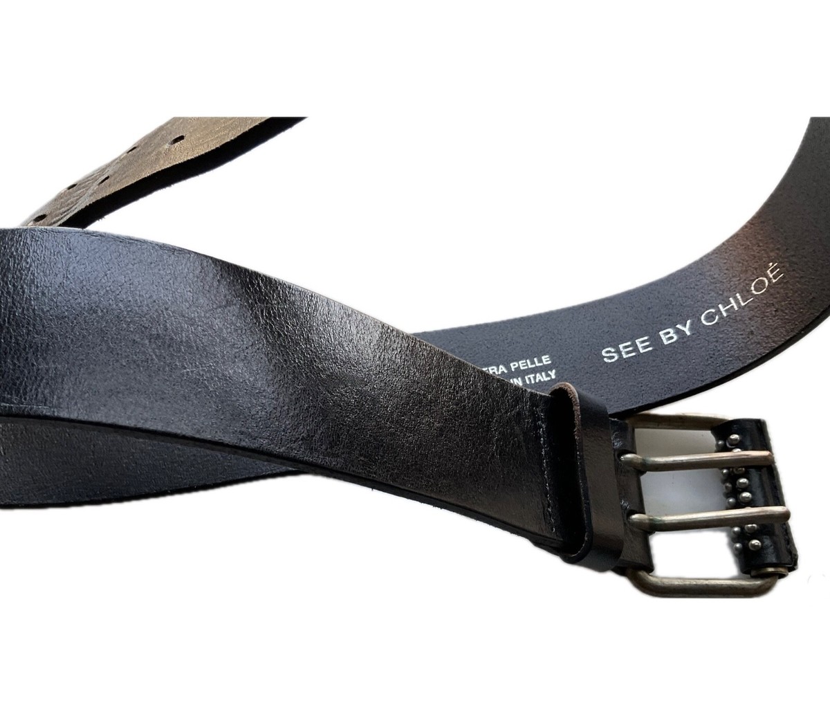 See by Chloe Thick Studded Black Leather Belt 85cm/35in x  display picture 2