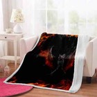 Lovely Black Bats Blazing Fire 3D Warm Plush Fleece Blanket Picnic Sofa Couch
