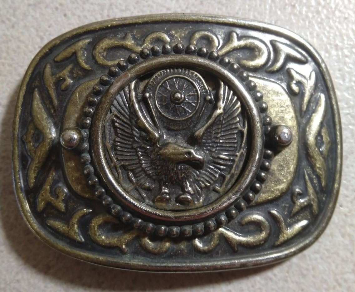 Eagle And Spoked Wheel Belt Buckle Approximately 3.… Gem
