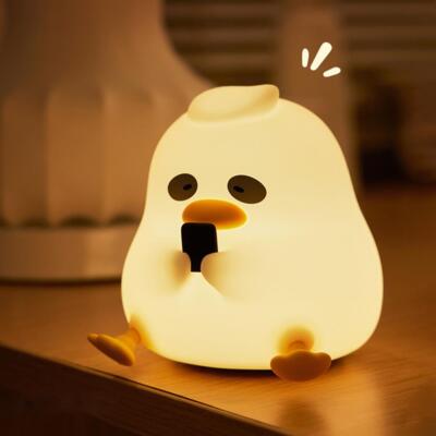 LED Duck Night Light Dimmable Nursery Silicone Rechargeable Bedside Touch-L E5Q1