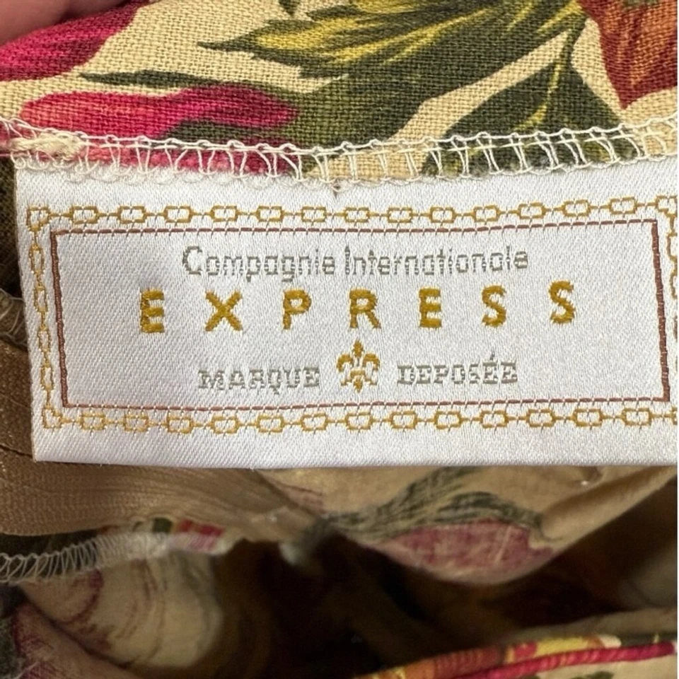 Express Vintage Linen Blend Tropical Floral Pants 11/12 - Image 3 of 4