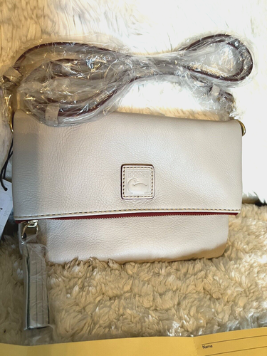 NWT Dooney & Bourke Florentine Foldover Zip Crossbody Shoulder Bag ECRU - Picture 6 of 10