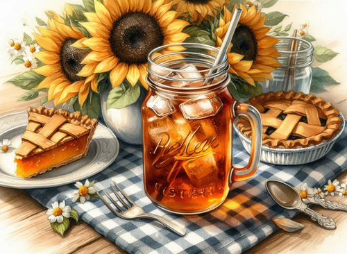 Sunflowers n Tea, 11x8" Tempered Glass Cutting Board, Sublimated, (cut253) - Picture 2 of 2