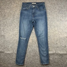 Levi's 721 High Rise Skinny Jeans Womens W29 L29* Medium Wash Stretch Distressed