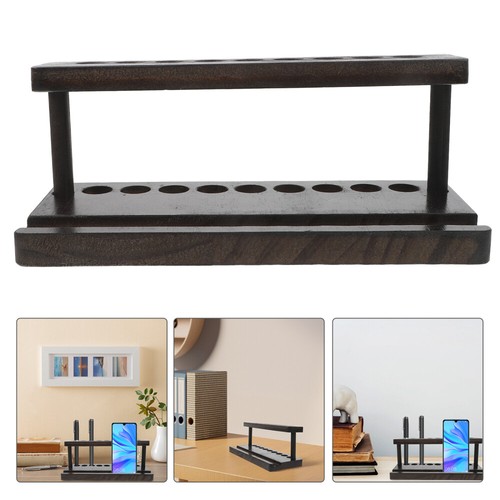 Wooden Pen Holder Office and Pencil with Phone Stand Fountain for Desk Display - Zdjęcie 12 z 12