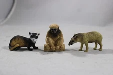 Yowie South American Tapir Animal Figurine Ferret Gibbon Monkey Lot  2" Toy