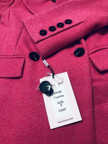 AVEC LES GIRLS maßgeschneiderter doppelreihiger mittelschwerer Mantel in rosa Fuschia **S - Bild 5 von 5