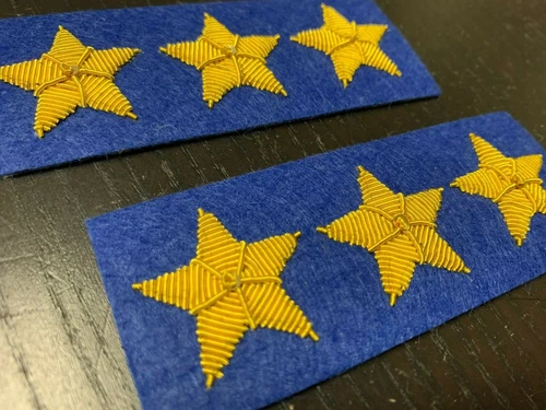 Civil War Confederate Gold Stars - ROYAL BLUE back - 3 Star COLONEL pair - NEW