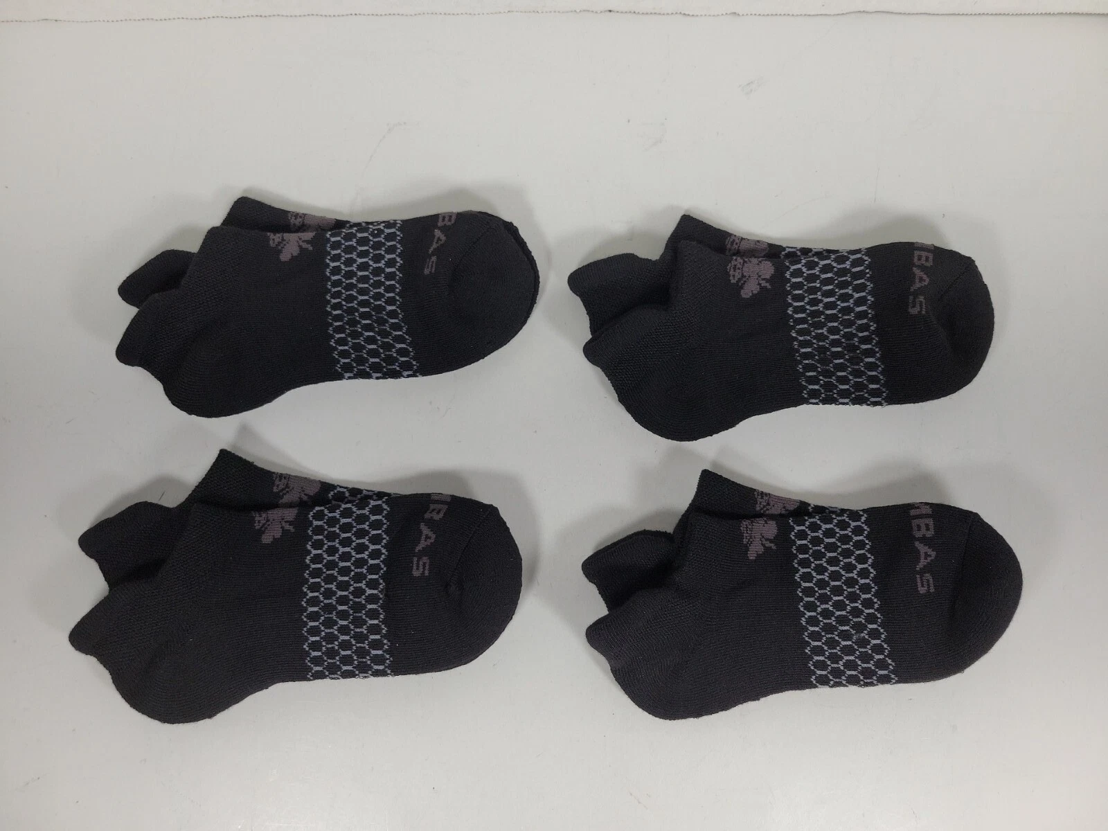 Lot of 4 BOMBAS WOMENS Black Ankle Socks, SMALL, NEW! For size 4-7.5 shoe