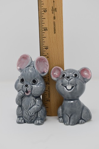 Vintage Ceramic Gray Mice Salt and Pepper Shakers from Japan 1950s - Picture 9 of 11
