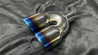 Twin Exhaust Tips 3.5 inch Tailpipes Stainless Steel, Titanium blue style 