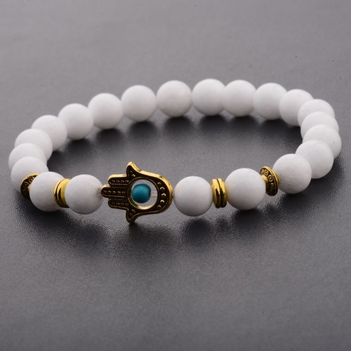 7 Chakra Charms Lavaarmband Böse Naturstein Perlen Auge Fatima Hamsa Armband - Bild 24 von 49