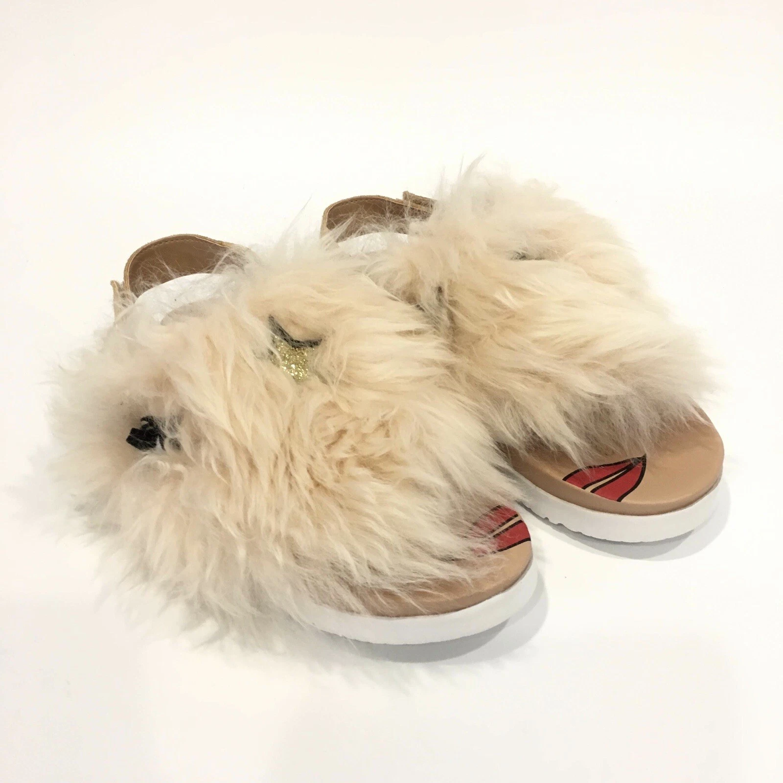 SANDALI PELOSI UGG PUNKI PELLE DI PECORA SOFFICE NATURALE BIG KIDS US 5 NUOVI