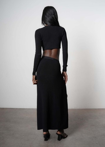 AYA MUSE Augusta Ribbed Knit Skirt Sz XXS Black - Picture 3 of 5