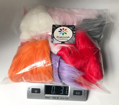 3oz Mixed Random Colors Craft Faux Fur Scrap Bag Remnant Pieces Scrappy Artif...