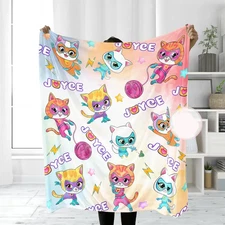 Personalized Disney Super Kitties Buddy Bitsy Ginny Sparks Cozy Fleece Blanket
