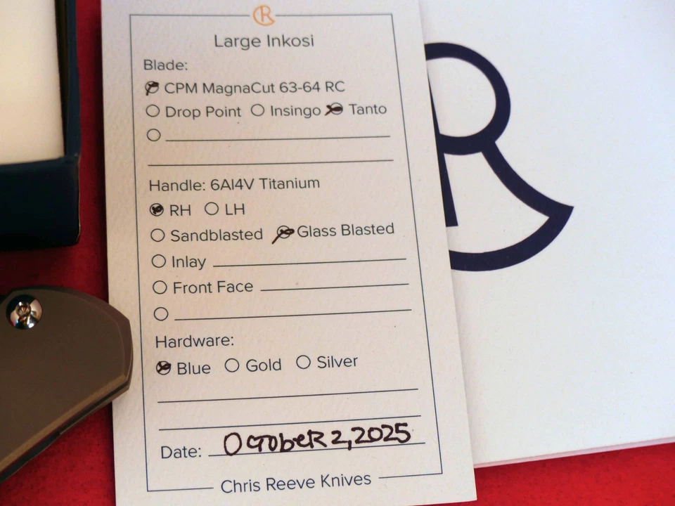 Faca nova Chris Reeve grande Inkosi Tanto vidro jateado Ti MagnaCut LIN-1130 - Imagem 2 de 4