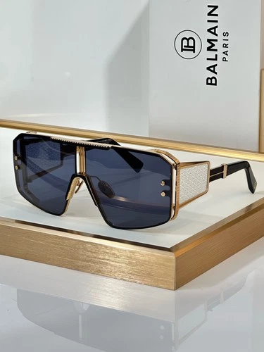 Balmain Sunglasses BPS-146 147-142 Oversized Shield Gold Frame Sun Glasses - product listing photo