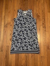 Women’s Michael Kors Small Midi Old Money Business Casual Navy Blue Floral Dress