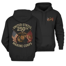 United States 250th Marine Corps Hoodie, Classic USMC 250th Anniversary Pullover