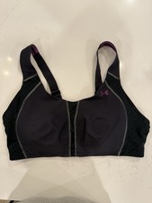 Under Armour High Impact Sports Bra Adjustable Straps hook black purple 38DD