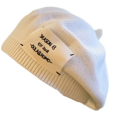 Retro Letter Octagonal Hat Beret Cap Knit Hat Painter Hat Winter for Home Office