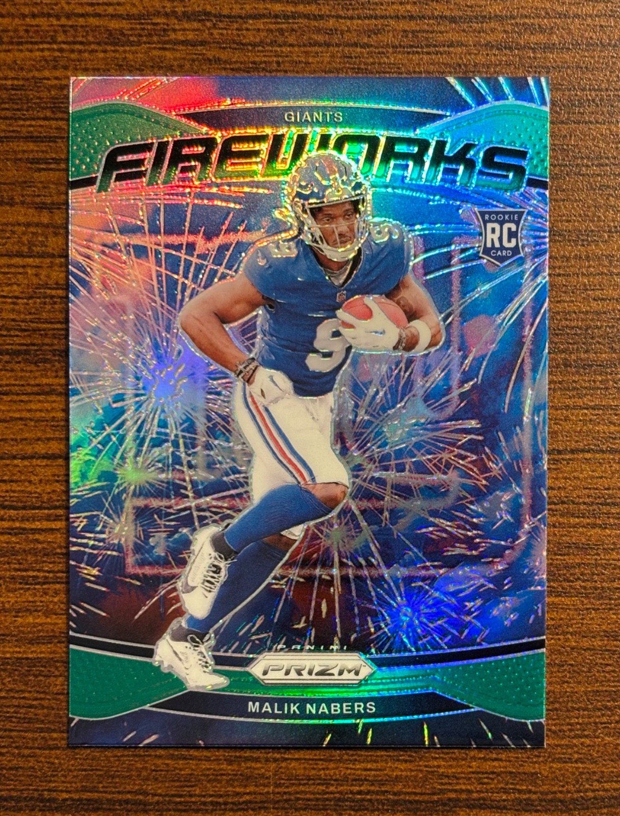 2024 Panini Prizm - Fireworks Malik Nabers #21 Green Prizm (RC)
