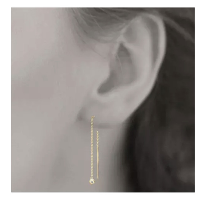 Boucles d'oreilles pendantes femme en plaqué or 18 carats et strass zirconium brillants - 4