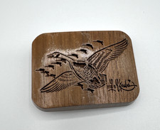 Vintage 1977 Lasercraft Laser Engraved V Formation Geese Duck Theme Belt Buckle