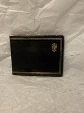 Vtg  Wallet MCM Mid Century Exec motif  Style Black Leather
