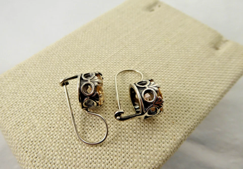 Pendientes Shablool de plata de ley 925 con cristales amarillos champán colgantes Foto 3 de 4