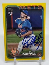 2024 Topps Grant Hartwig #130 Yellow Parallel New York Mets SIGNED