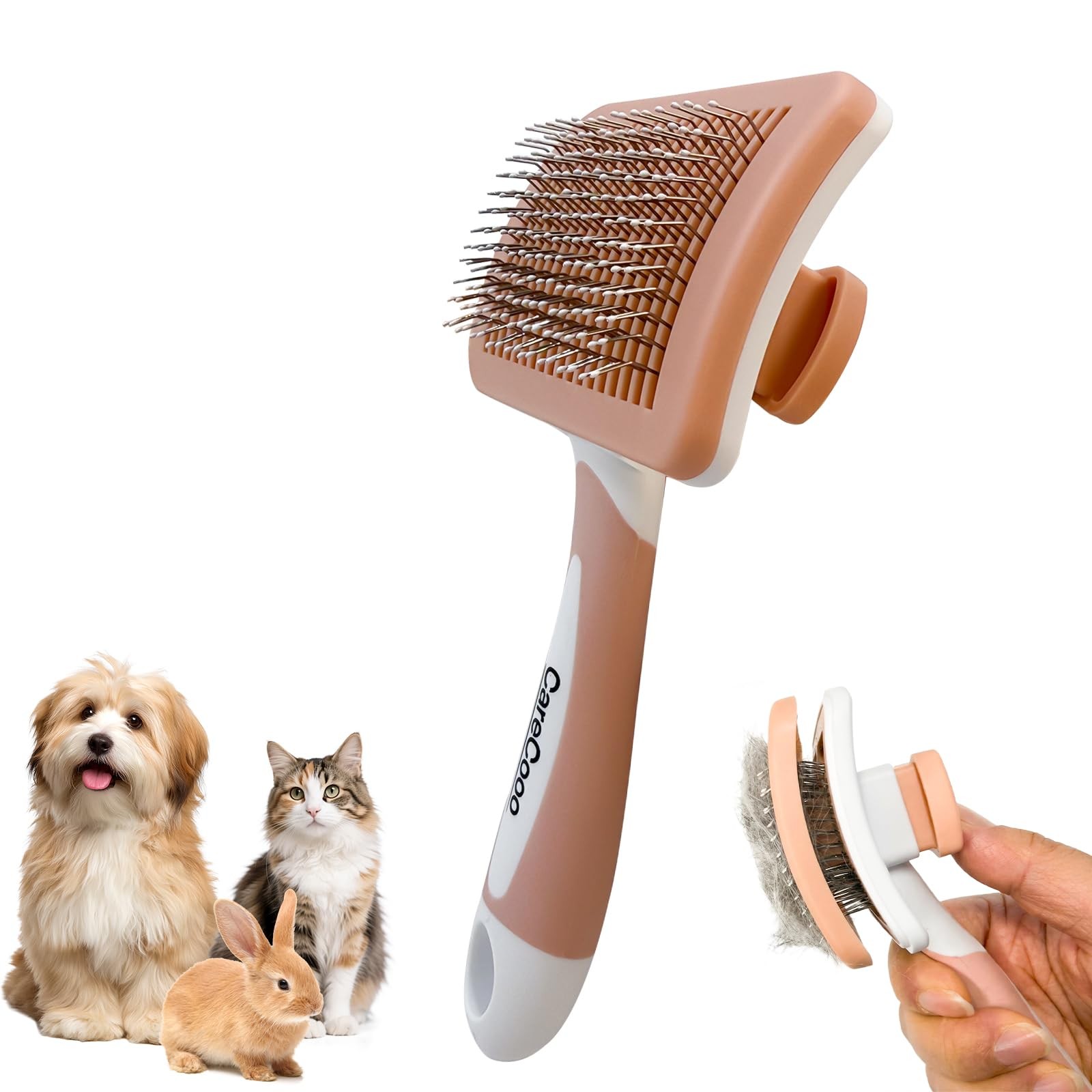 Brosse chat poils longs autonettoyante élimine les nœuds du sous-poil sans douleur