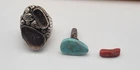 VTG Southwestern Ster. Silver Turquoise Coral Ring Parts Repair 30 Gr Not Scrap