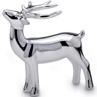 Kleine Stehende Silber Deko Rentier Figur & Geweih - Weihnachten Wildfigur 14 Cm