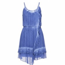Free People Asymmetrical Tie Dye Dress Blue Sleeveless Boho Festival Size XS