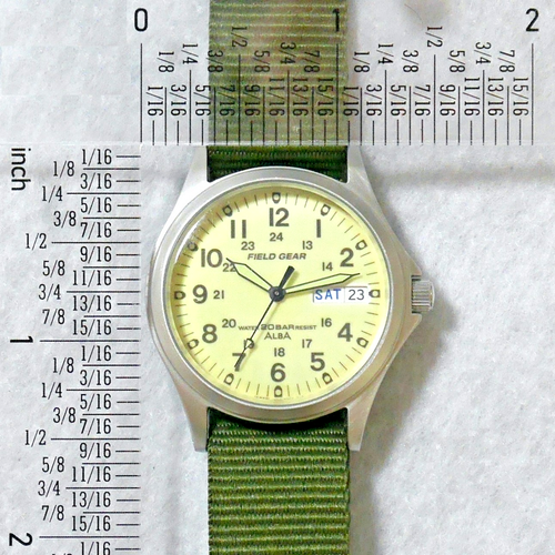 SEIKO ALBA FIELD GEAR Military Watch V743 1993 Full Luminous Green DayDate Japan - Picture 13 of 14